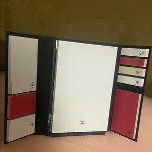 Chanel Black and White Notepad Set with Red Accents